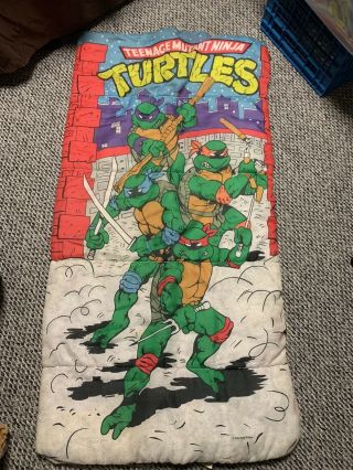 Vtg 1988 Tmnt Teenage Mutant Ninja Turtles Sleeping Bag 30 X 57 Inches 80s Rare