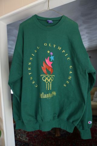 1996 Atlanta Centennial 100 Yr Anniversary Olympics Vintage Sweatshirt Green Xl