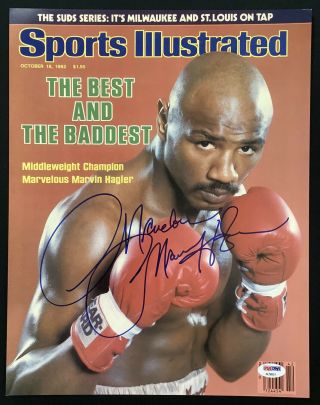 Marvelous Marvin Hagler Signed Photo 11x14 Autograph Sports Illustrated Psa/dna