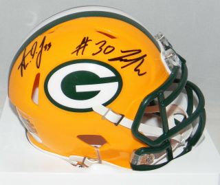 Aaron Jones & Jamaal Williams Signed Green Bay Packers Speed Mini Helmet Jsa