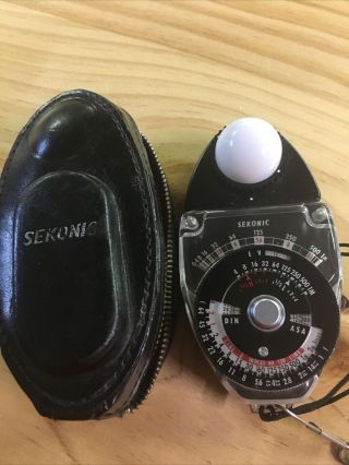 Vintage Sekonic Studio Deluxe Light Meter Model L - 28 C2 With Case