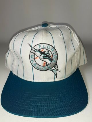 Vintage Starter Florida Marlins Pinstripe Snapback Hat Pictures For Cond.  Guc