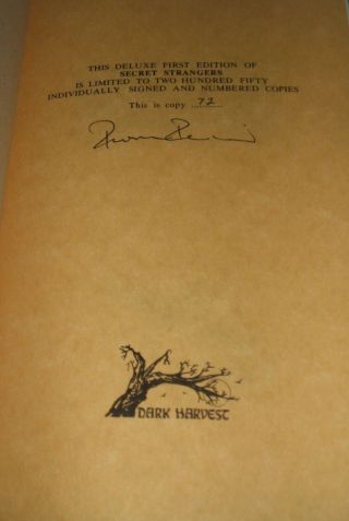 Secret Strangers Thomas Tessier 1992 Dark Harvest Signed Ltd 1st 72/ 250 Copies