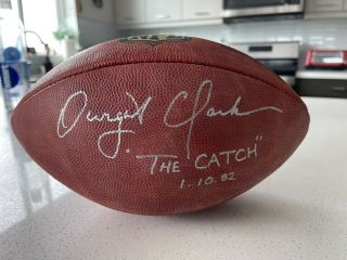 Dwight Clark Signed Autographed 49ers The Catch Full Size Logo Football Beckett