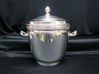 Vintage Shefield Silver Co Silverplate Ice Bucket W Thermos Glass Liner & Tongs