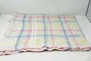 Vintage Pastel Plaid Cotton Thermal Woven Baby Blanket Wpl 1675 Beacon Usa 32x48