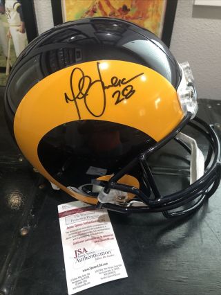 Marshall Faulk Autographed St Louis Rams Full - Size Football Helmet - Jsa