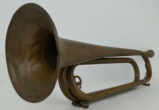 Vintage Us Regulation Brass Military Bugle Horn Instrument House Decor No Sound