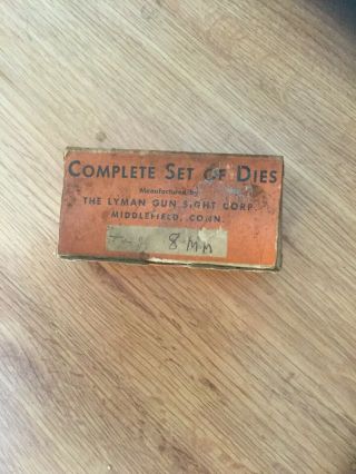 Vintage Lyman Complete Set Of Dies 8 Mm -.  Bullet Press?