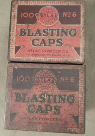 Vintage ATLAS POWDER CO.  Blasting Caps,  Tin Box (2) Empty,  & ATLAS No.  2 Pliers 2