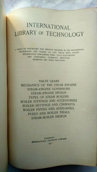 INTERNATIONAL LIBRARY OF TECHNOLOGY VALVE GEAR STEAM ENGINE BOILERS BOOK CO 7C 3
