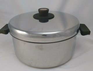 Vintage Revere Ware 1801 Stainless Steel Copper Core Pan Pot 4.  5 Qt
