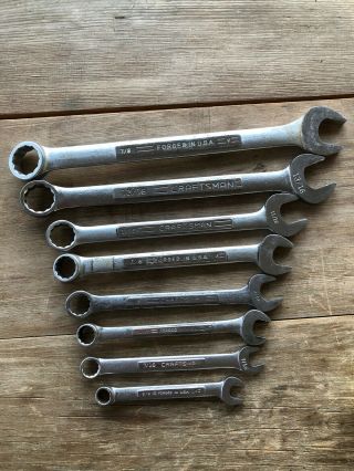 8 Vintage Craftsman Usa =v= Series Combination Wrench Set 3/8 " To 7/8 "