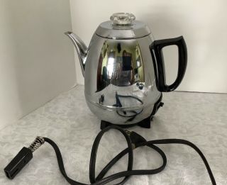 Vintage General Electric Percolator Ge 48p40 Pot Belly Chrome Retro Coffee Pot