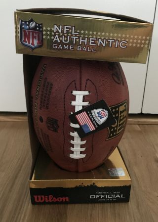 Wilson Nfl Authentic Game Ball " The Duke " - Signed By 4 Giants