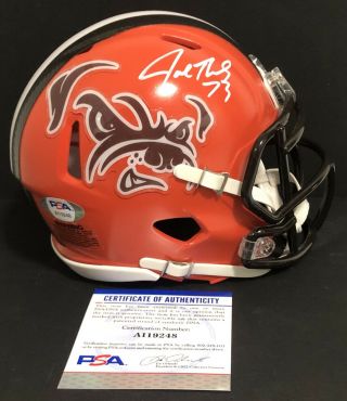 Joe Thomas Signed Autographed Cleveland Browns Dawg Mini Helmet Psa/dna