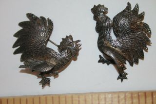 Vintage Sterling Silver.  925 Peru Dancing Rooster Pins Wow Look Jsh
