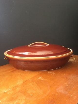 Vintage Villeroy Boch France Oval Ceramic Brown Baking Casserole Lidded Dish