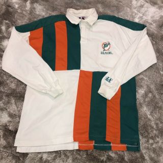 Vintage 1990’s Logo Athletic Nfl Miami Dolphins Football Color Block Rugby Polo