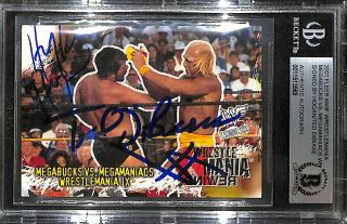 Hulk Hogan Million Dollar Man Ted Dibiase Signed 2001 Fleer Wwe Wwf Card Bas