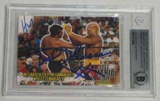 Hulk Hogan Million Dollar Man Ted DiBiase Signed 2001 Fleer WWE WWF Card BAS 2