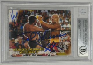 Hulk Hogan Million Dollar Man Ted DiBiase Signed 2001 Fleer WWE WWF Card BAS 3