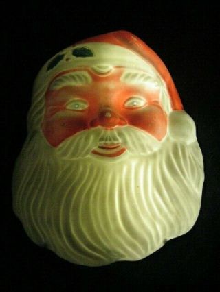 Vintage 1948 Noma Santa Claus Face Lighted Christmas Decor Hard Plastic W/ Metal