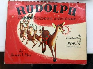 Vintage Rudolph The Red - Nosed Reindeer Pop Up Book,  1950 First