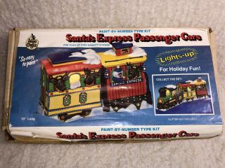 Vintage Wee Crafts Paint By Number Santas Express Passenger Cars W Light