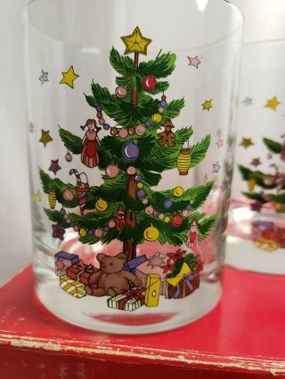 NIKKO Vintage Christmas Tree Glassware 14OZ Double Old - Fashioned SET 4 glasses 2