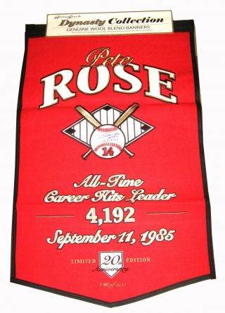 Pete Rose Hand Signed Autographed 36x24 Banner Inscribed With Proof And