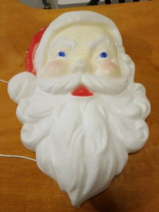 Vintage Christmas Lighted Blow Mold Santa Face Head 22 " Union Products 1989