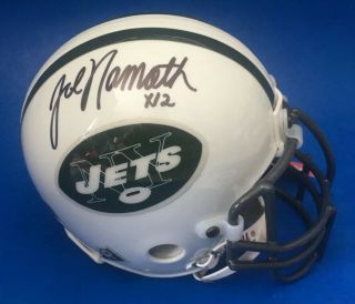 Joe Namath Autographed Mini Football Helmet Signed York Jets Metal Mask