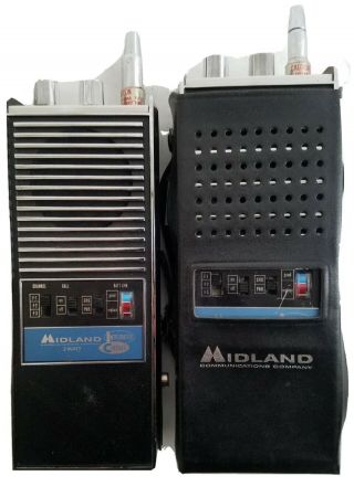 2 Midland Model 13 - 725 Vintage Handheld Cb Walkie Talkies