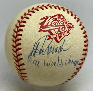 Jorge Posada Signed 1998 World Series Baseball W/ Inscription Jsa Loa Ny Yankees