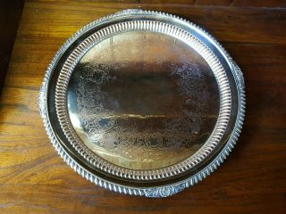 Very Good Vintage Large Silver Plated On Copper De Montfort Plate Salver