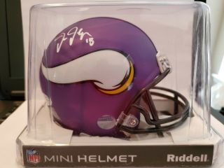 Justin Jefferson Autographed Minnesota Vikings Mini Football Helmet - Bas