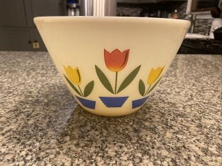 Vintage Anchor Hocking Fire King Tulip Mixing Bowl 8 1/2 " Wide
