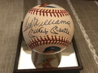 Mickey Mantle Ted Williams Fake Signed Baseball With 2 Hand Paintings Packer