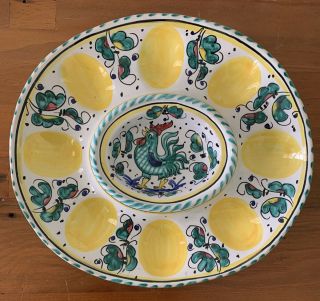 Vtg Deruta Italian Pottery Orvieto Rooster Deviled Egg Tray Dish “rare “