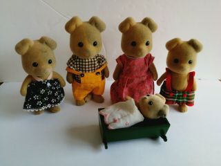 Sylvanian Families Tomy Vintage Forrester Dog Family With Rare Baby