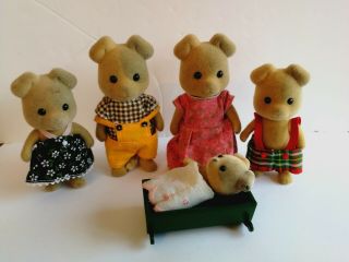 SYLVANIAN FAMILIES TOMY VINTAGE FORRESTER DOG FAMILY WITH RARE BABY 3