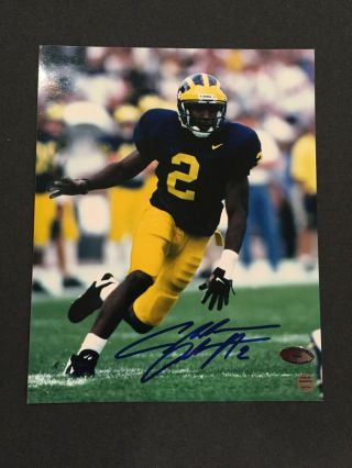 Charles Woodson Signed Auto 8x10 W/ & Pic Michigan - Raiders - Hall Of Fame