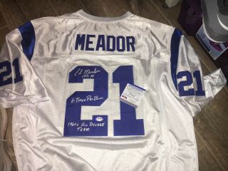 Ed Meador Los Angeles Ram 1960 All Decade Team 6x Pro Bowl Signed Jersey Psa Dna