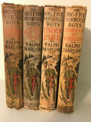 THE BIG FIVE MOTORCYCLE BOYS by Ralph Marlow FOUR BOOKS 1914 2