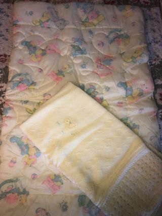 Vintage Duckling 1950s Baby / Toddler Sleeping Bag W Zipper & Blanket