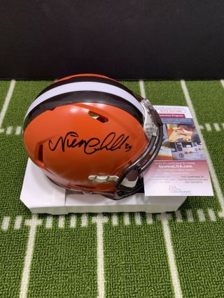 Nick Chubb Signed Cleveland Browns Orange Mini Helmet Jsa Witness 586 Playoffs