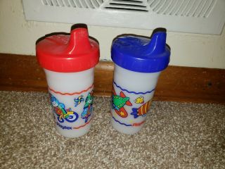 2 Vintage 1997 Playtex Plastic Sippy Cups Cute Design