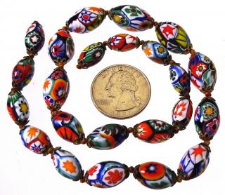 Vintage Venetian Murano Millefiori Graduated Art Glass Bead Necklace 2