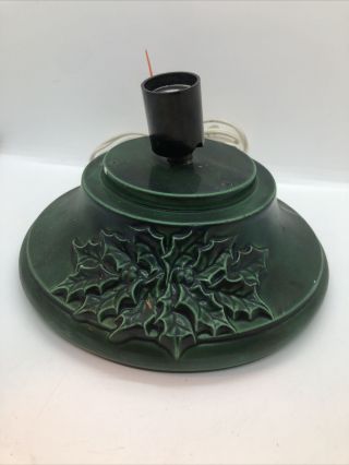 Vintage Large Green Ceramic Christmas Tree Base Only Holly Leaves